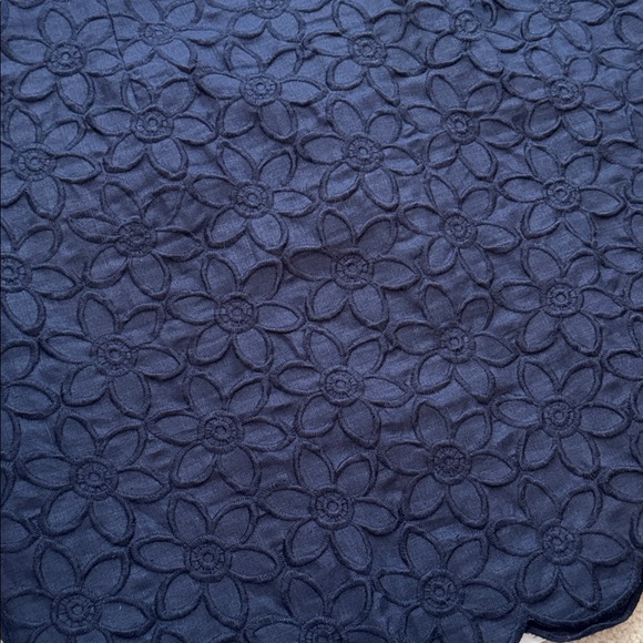 Talbots Navy Linen Embroidered Floral Skirt Scalloped Hem 16WP - Picture 3 of 10